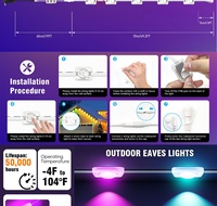 Guirlandes lumineuses extérieures 15M 30 LED IP67 RGB contrôlées par application 24V, éclairage permanent de soffite à changement de couleur pour Halloween