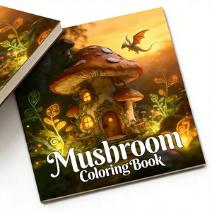 Libro para Colorear Personalizado con Diseño de Casa de Hongos, Impresión Personalizada, Cubierta de Cartulina de 250 g/m², Cuaderno para Aliviar el Estrés en Niños - Product Image 4
