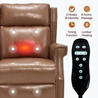 Manuel Durable 155 °   Fauteuil inclinable avec massage et chaleur, siège large de 22,2 pouces, montage facile, en similicuir ciré camel