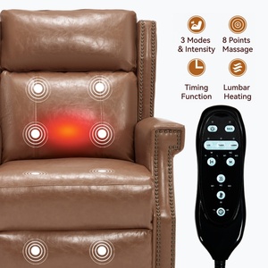 Manuel Durable 155 °   Fauteuil inclinable avec massage et chaleur, siège large de 22,2 pouces, montage facile, en similicuir ciré camel - Product Image 4