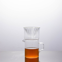 Carafe à café en verre double couche écologique et résistante à la chaleur avec filtre et entonnoir à café à dégoulinement rayé réutilisable