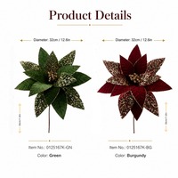Décoration florale de Noël en gros : Poinsettia à paillettes et sequins avec bordure dorée