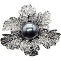 Bros Mawar Mewah Bertabur Berlian Tungsten untuk Wanita, Pin Kerah Bunga Mutiara Elegan, Bros Desainer yang Rapi untuk Jas dan Mantel
