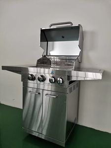High Quality Commercial Outdoor Stainless Steel Freestanding Gas BBQ Heavy Duty Charcoal Rotisserie Smoker <b>Oven</b> 4 Casters LQ-B31 - Product Image 4