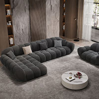 Canapé d'Angle en Tissu Givré Style Italien Minimaliste Pétale Rétro, Taille de Salon, Moderne, Simple
