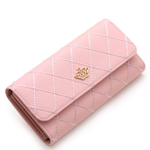 Nuovo <span class=keywords><strong>Portafoglio</strong></span> Donna Bestseller Multifunzionale Lungo con Ricamo a Corona a Rombi, Pieghevole in Tre, con Ampio Scomparto per Telefono - Product Image 5