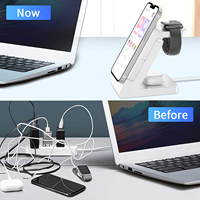 Chargeur sans fil magnétique portable 4-en-1 15W, station de charge pour téléphone portable, batterie externe détachable pour usage domestique et professionnel