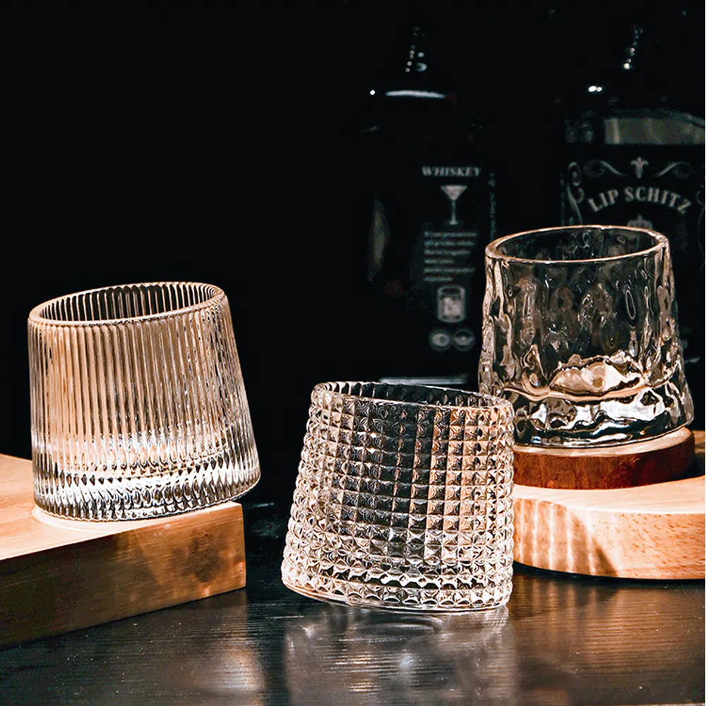 2024 chất lượng cao nghiêng lăn uống kính đá hình thang Kính cup Whisky thủy tinh