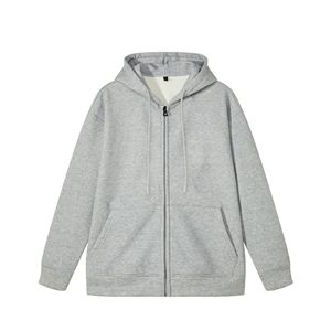 Senza logo o etichette, disponibile in stock e OEM/ODM. Felpa con Zip in Velluto Silver Fox da 500g, in Cotone Felpato Caldo per l'Inverno - Product Image 1
