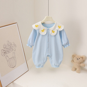 Novedad de Primavera-Verano, Mono de Algodón con Cuello de Volantes y Estampado Floral Pequeño para <span class=keywords><strong>Bebés</strong></span> Niñas, Estilo Instagram - Product Image 3