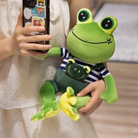 Peluche grenouille verte en gros OEM ODM, jouet en peluche grenouille habillée pour la décoration intérieure, cadeaux pour enfants et confort émotionnel