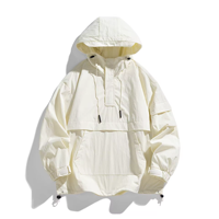 Haute qualité résistance à l'eau personnalisé 1/4 fermeture éclair Anorak veste couleur unie pull à capuche hommes veste en plein air coupe-vent