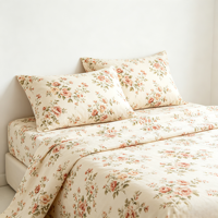 Parure de lit en microfibre de polyester, drap-housse, housse de couette, taies d'oreiller, vente en gros