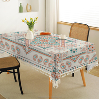 Nappe rectangulaire de style bohème bohème, couverture de table lavable de ferme rustique vintage pour décor de dîner de pique-nique de fête