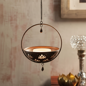 Bougeoir à bougie chauffe-plat suspendu en métal lanterne de noël décoration vacances décor à la maison fête accessoire décoratif - Product Image 1