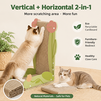 Griffoir pour chat en forme de L ultra-haute de 66 cm, en carton ondulé vertical avec motif floral pour une utilisation complète