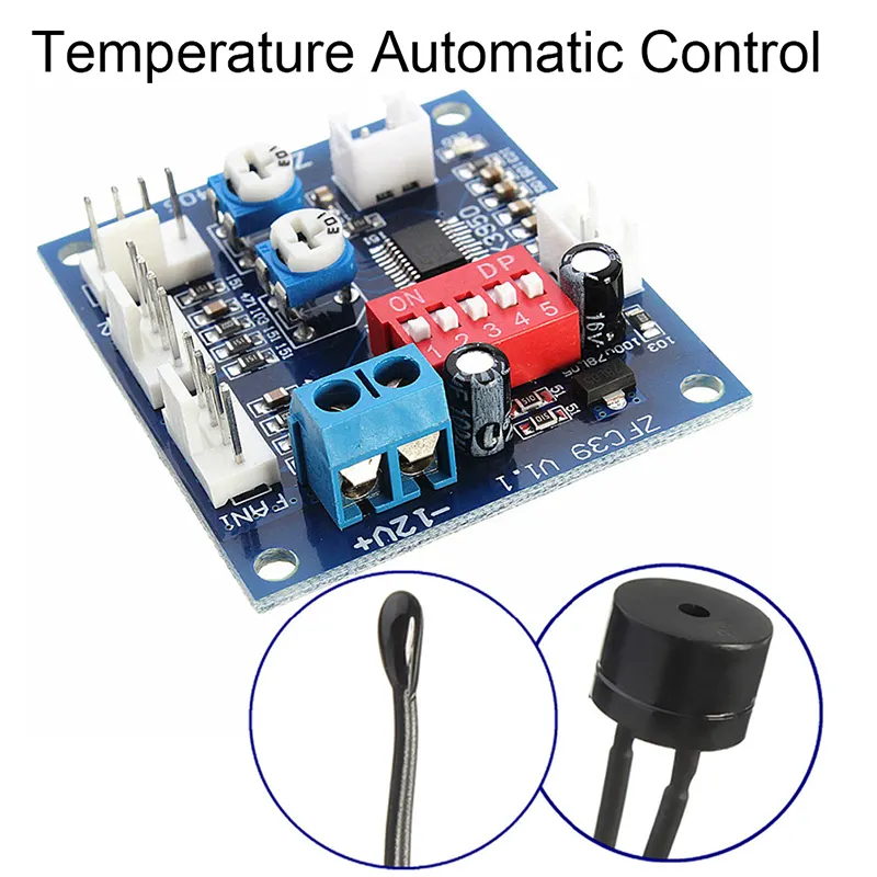 New 1PC PWM PC CPU Fan 12V 5A Temperature Control Speed Controller Board Speed Controller Temperature Probe Buzzle