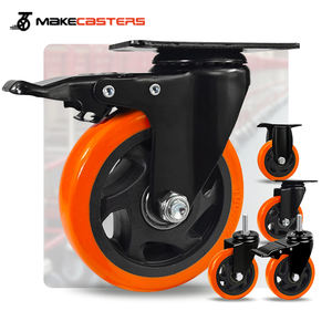 1,5-5 inch PVC zwenkwielen, medium duty, industrieel lager, PP oranje, kar, gereedschap, zwenkbaar, rem, schroef, OEM LOGO - Product Image 1