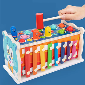 Jouet multifonctionnel en bois pour bébé : Xylophone à marteler, jeu de pêche pour enfants, améliore la coordination œil-main des tout-petits - Product Image 3