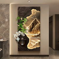 Tableau décoratif en grès à motif de neuf poissons, pour hydroponie et plantes vertes, avec éclairage LED
