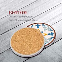 Sous-verres en céramique bohème écologiques les plus vendus avec base en liège, diamètre 10 cm, pour la protection de la table et tapis et coussinets