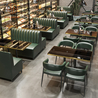 Mobilier moderne pour hôtel commercial, café, restaurant, restauration rapide : banquette carrée en bois, table et chaises