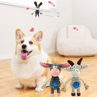 OEM âne chiot mouton forme chien peluche corde jouets intérieur élastique lumière LED stroboscopique Spiky boule en caoutchouc
