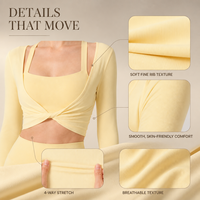 Ensemble de yoga haut de gamme personnalisé pour femme : haut court à manches longues torsadé et short cycliste taille haute – Idéal pour le Pilates, l'entraînement et la gym
