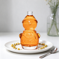 Bouteille en verre transparente de 300 ml en forme de bonhomme de neige, emballage rond pour spiritueux, bouchon en liège, pour vin, whisky, vodka, jus