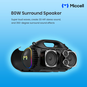 ลำโพงกันน้ำ Miccell พร้อมระบบเชื่อมต่อ TWS และแบตเตอรี่ 4500mAh เหมาะสำหรับการเดินทางไปชายหาด นักเดินทาง และความบันเทิงภายในบ้าน - Product Image 2
