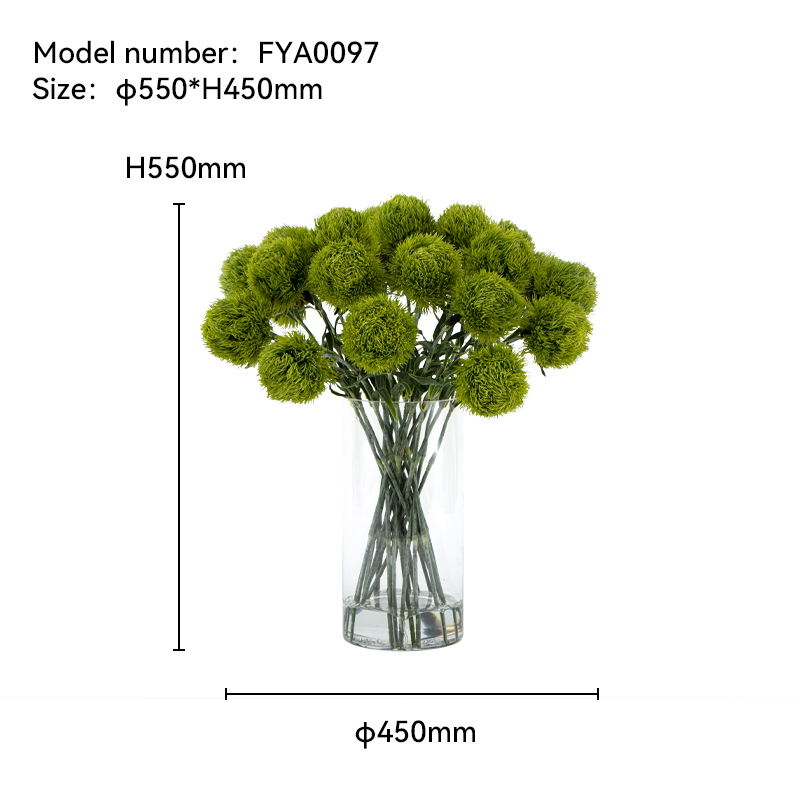 Dianthus Verde Artificiale con Vaso di Vetro - FYA0097