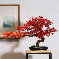 Petit arbre artificiel en pot, imitation pin, avec feuilles d'érable, bonsaï artificiel pour la décoration de la maison, de la table, du bureau, de la salle de bain, de l'étagère
