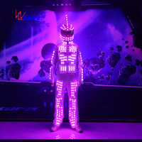 Costume de robot de danse LED futuriste, armure lumineuse pour homme, vêtements de scène, costume programmable, casque de mecha, costume RGB noir