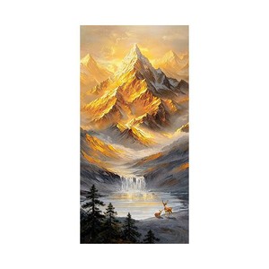 Modern Sunrise Golden Mountains Hand Painted Oil Painting Landscape Art Wall Decor Living Room Entrance Hall Hanging <b>Picture</b> - Product Image 5