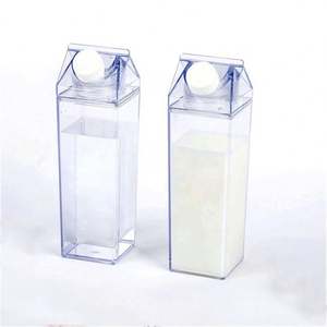 Eco Friendly Bpa Free PS Plastic 500Ml <b>Milk</b> <b>Bottle</b> Party Home Travel Portable Water Transparent Mug Carton Box - Product Image 4