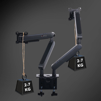 Dudukan Monitor Ganda Lengan Meja dengan Gas Spring C-Clamp VESA 75x75/100x100 Gerakan Penuh Putar Miring Ergonomis untuk 2 Monitor