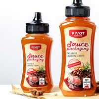 Bouteille de sauce PET en plastique de cuisine de 235ml/368ml/586ml/730ml ketchup à presser de qualité alimentaire avec bouchon à rabat