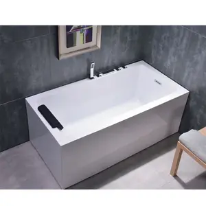 Vierkante Ontwerp Baden Tubs Vrijstaande Witte Acryl Bad Met Kraan Afvoer