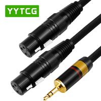 Câble de microphone Hifi 3,5 mm TRS mâle vers 2 XLR mâle en PVC tressé pour amplificateur de casque PC (en stock)