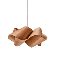 Lustre suspendu en bois avec lumière LED blanc chaud E26, abat-jour pour restaurant, hôtel, café, bar