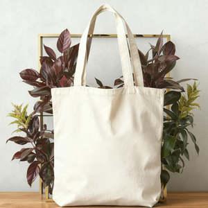 Sac shopping réutilisable en toile de coton bio, couleur unie, recyclé, impression personnalisée OEM ODM. - Product Image 3