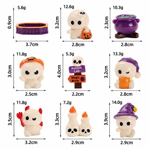 Figurines en résine miniatures d'Halloween en gros, adorables décorations de momie et de citrouille pour maisons de poupées, miniatures de micro-paysages, décoration DIY - Product Image 2