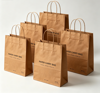 Sacs cadeaux écologiques en papier kraft, sacs jetables avec poignées en corde de coton, logo imprimé numérique, style classique, sac plat standard