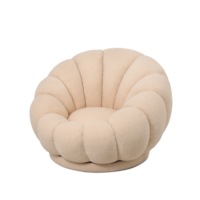 Fauteuil paresseux rotatif en velours Teddy, forme citrouille, base en bois, pour salon, fauteuil de détente, pouf individuel