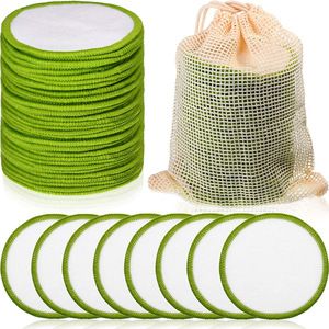 Tampons démaquillants en bambou lavables et écologiques pour femmes, 100% biologique, ronds de coton nettoyant pour le visage, réutilisables - Product Image 3