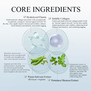 Masque facial en feuille de voyage à base de collagène recombinant et d'herbes de Portulaca - Hydratation légère, apaisante, blanchissante, anti-âge et nourrissante - Product Image 4