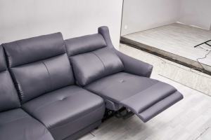 Sofá Reclinable Eléctrico <span class=keywords><strong>Roma</strong></span> de Tres Plazas con Chaise Longue, Cuero Genuino, Moderno, Minimalista, de Lujo, para Sala de Estar - Product Image 3