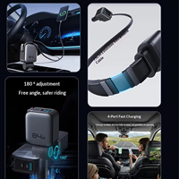 Nouveau chargeur 4-en-1 2026 Type-C PD 84W à charge rapide pour voiture avec câble rétractable, adaptateur, lumière d'ambiance et affichage numérique OEM
