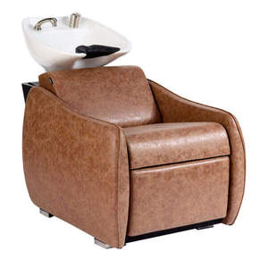 Sillón de <span class=keywords><strong>Lavacabezas</strong></span> Marrón de Diseño en Oferta para Peluquería, Mueble de Salón <span class=keywords><strong>con</strong></span> <span class=keywords><strong>Masaje</strong></span> y Unidad de Lavado Trasero - Product Image 3