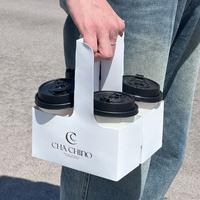 Support de tasses à café jetable en carton blanc écologique et recyclable, plateau portable pour 2/4 tasses